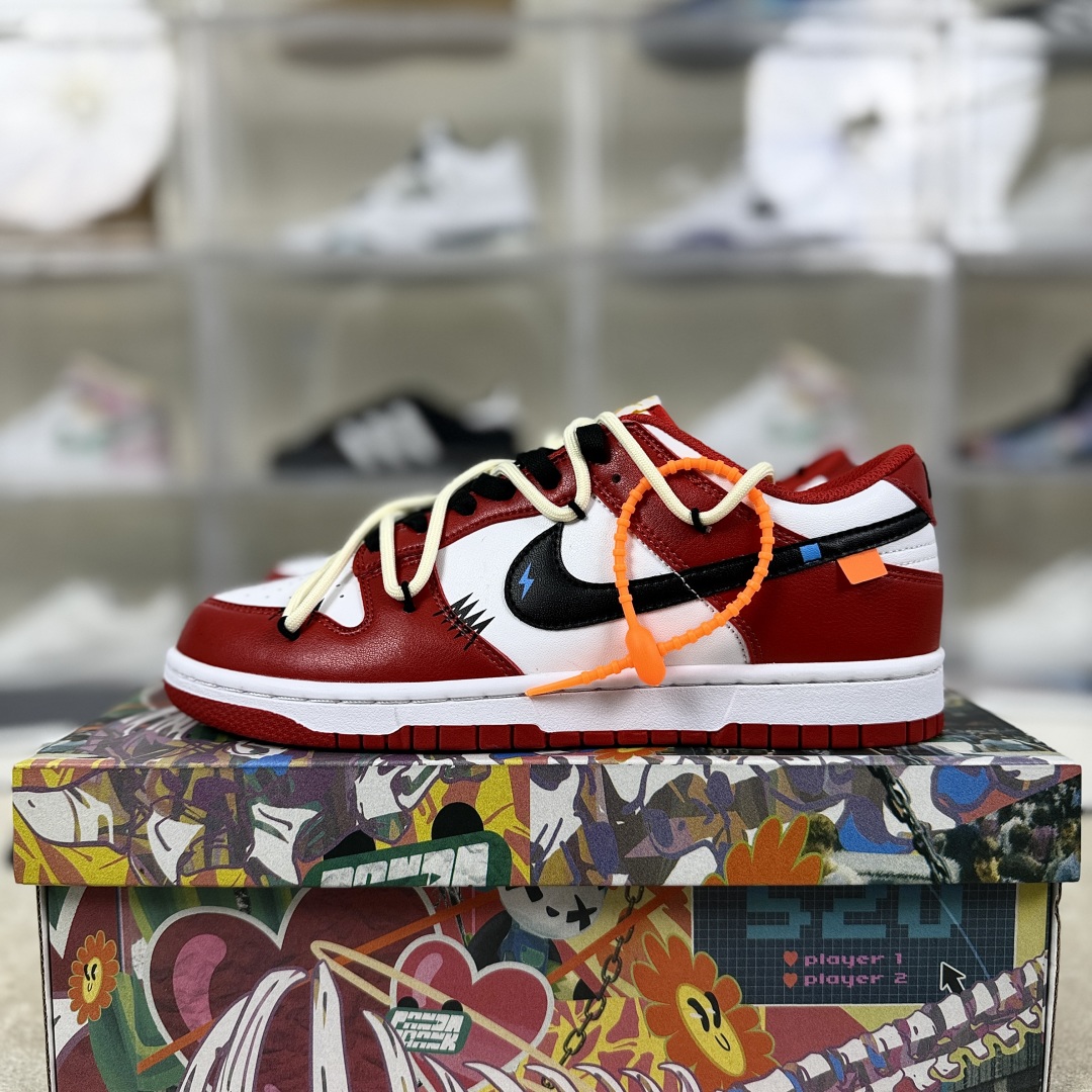 Nike Dunk Low Off-White Lightning Bolt Red Sneakers - Size 39-46 10 cmp i1754508690675 6534 0 8