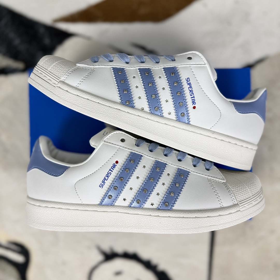 Adidas Originals Superstar 2 Leather White Blue Women's Low Top Sneakers 9 cmp i1755107309594 4329 0 7