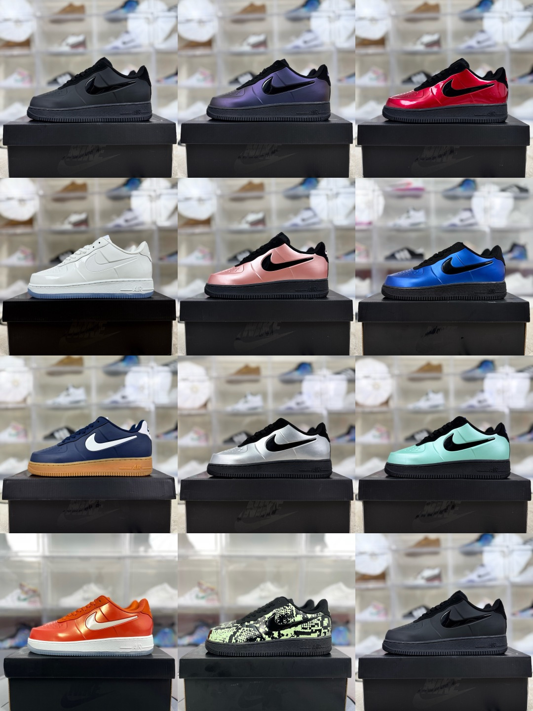 🟥【集合图】本地150 ▪️H版纯原 Nike Air Force 1 Posite FL 低帮 板鞋 男女款 空军喷泡 ▪️ (36 36.5 37.5 38 38.5 39 40 40.5 41 42 42.5 43 44 44.5 45) ▪️耐克Air Force 1 Foamposite板鞋是一款结合经典与创新的高端鞋款.设计灵感来源于甲壳虫的外骨骼,由设计师Eric Avar设计,外观独特且实用.融合了耐克Air Force 1的经典元素与Foamposite(发泡合成材质)的独特技术,打造出既复古又前卫的鞋款.鞋面采用Foamposite技术制成,一体成型,无需缝合,既坚固又轻便,为穿着者提供良好的包裹性和稳定性.鞋底设计是喷泡系列的最大亮点,采用了Air solo全掌气垫设计,无论是落地时的缓冲还是抓地力,都能提供极佳的体验.外底采用耐磨材料制成,抓地力强,耐磨性能优异,适合在多种场地穿着.Foamposite材质的独特质感与光泽,使得Air Force 1 Foamposite板鞋在外观上与众不同,成为街头巷尾的潮流焦点. AJ3664-400、AJ3664-600、AJ3664-004、AJ3664-100、AJ3664-001、AJ3664-500、532461-400、AJ3664-601、AJ3664-003、AJ3664-300、AJ3664-602、