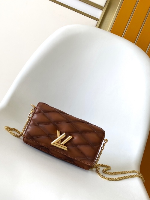 Louis Vuitton Go-14 Wallet On Chain Bag Quilted Lambskin Leather Brown 1 Louis Vuitton Go-14 Wallet On Chain Bag Quilted Lambskin Leather Brown