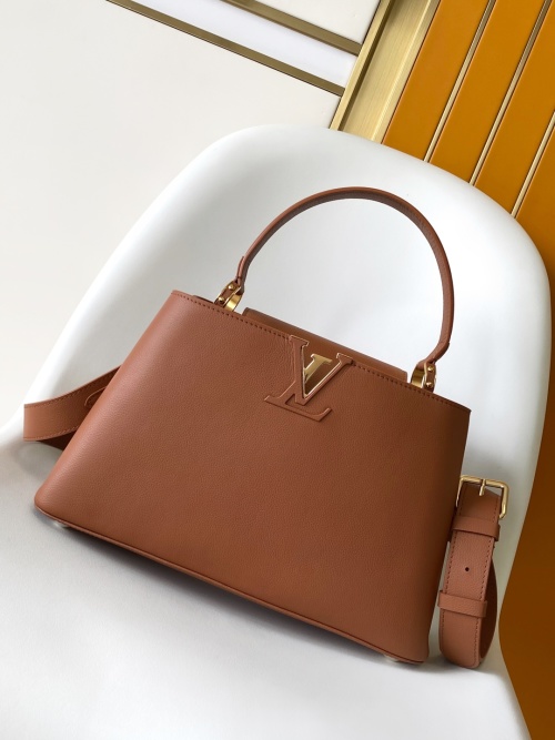 Louis Vuitton Capucines Souple Medium Bag: Grained Leather, Brown, Detachable Strap 1 Louis Vuitton Capucines Souple Medium Bag: Grained Leather, Brown, Detachable Strap