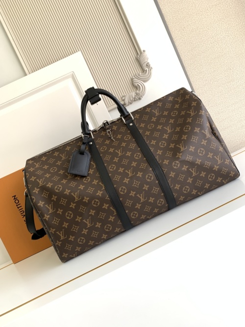 Louis Vuitton Keepall 55 Monogram Eclipse Canvas Travel Bag - M56714 1 Louis Vuitton Keepall 55 Monogram Eclipse Canvas Travel Bag - M56714