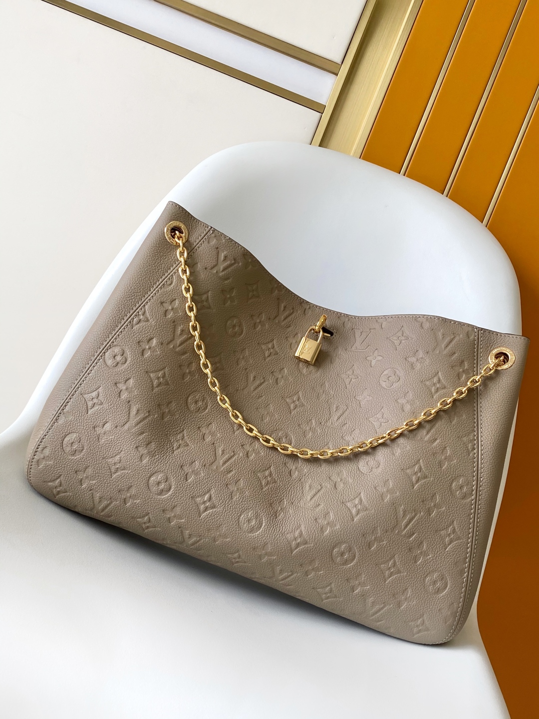 Louis Vuitton Anytime Small Handtas Monogram Empreinte Leer Grijs