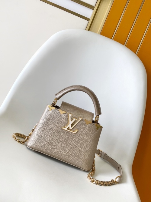 Louis Vuitton Capucines Mini Bag Taurillon Leather Metal Handle, Gold Hardware 1 Louis Vuitton Capucines Mini Bag Taurillon Leather Metal Handle, Gold Hardware