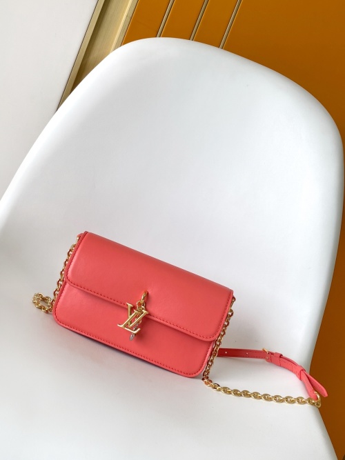 Louis Vuitton Wallet On Chain Bag, Pink Leather with Gold-tone Hardware