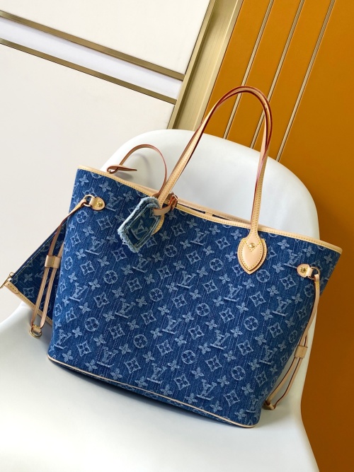 Louis Vuitton Neverfull Medium Denim Monogram Blue Handbag 1 Louis Vuitton Neverfull Medium Denim Monogram Blue Handbag
