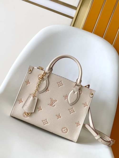 Louis Vuitton OnTheGo Small Tote Bag Monogram Empreinte Leather -Cream 1 Louis Vuitton OnTheGo Small Tote Bag Monogram Empreinte Leather -Cream