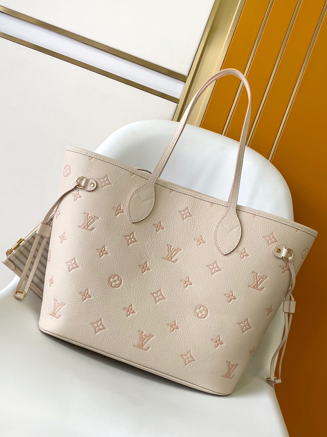 顶级原单 动态163 63芯片 【Neverfull MM 中号手袋】 M14285 奶油杏色(提花)这