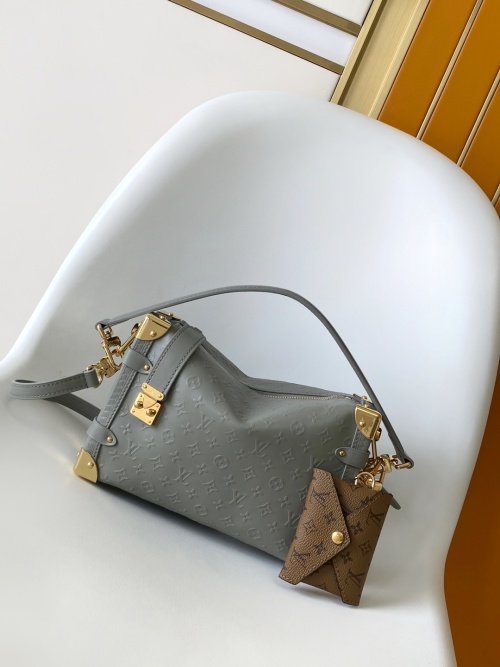 Louis Vuitton Side Trunk Medium Bag, Gray Leather, Embossed Monogram 1 Louis Vuitton Side Trunk Medium Bag, Gray Leather, Embossed Monogram