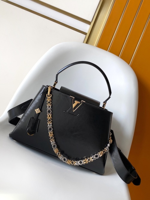 Louis Vuitton Capucines Souple Medium Black Leather Shoulder Bag 1 Louis Vuitton Capucines Souple Medium Black Leather Shoulder Bag