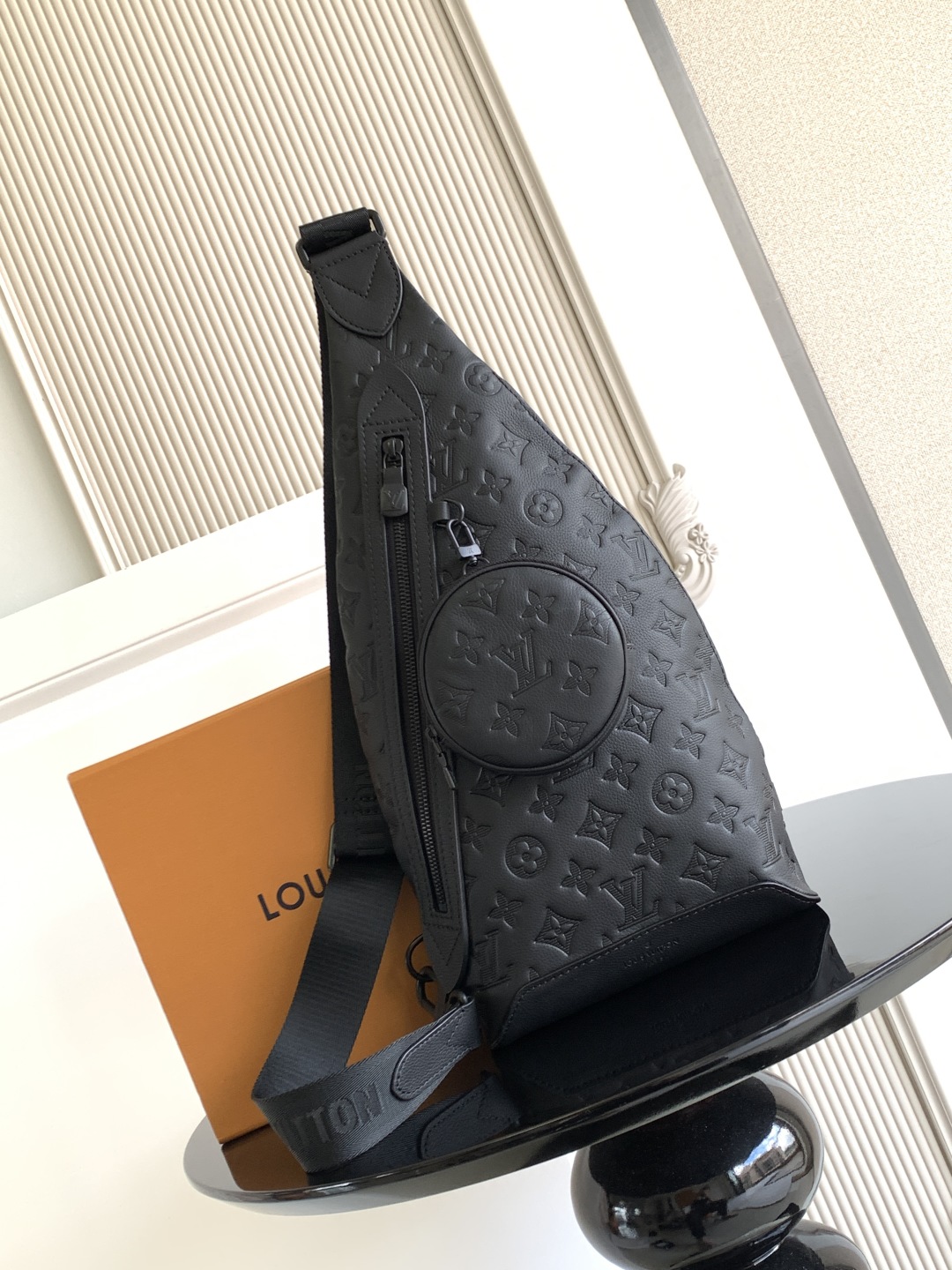 Louis Vuitton Duo Sling Bag in Black Leather with Jacquard Strap 2 cmp i1750396208797 3858 0 0