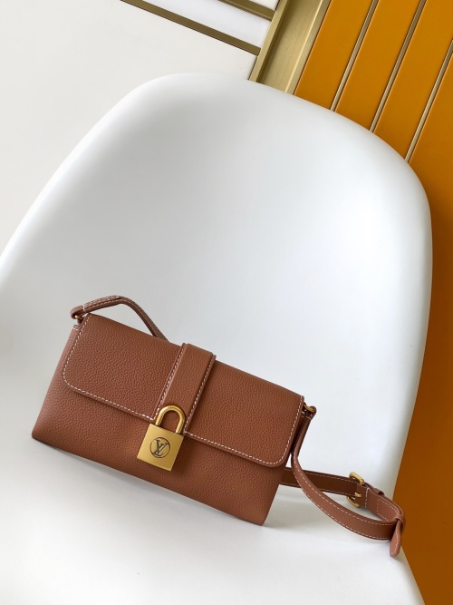 Louis Vuitton Brown Leather Wallet On Chain Bag with Iconic LV Lock 1 Louis Vuitton Brown Leather Wallet On Chain Bag with Iconic LV Lock
