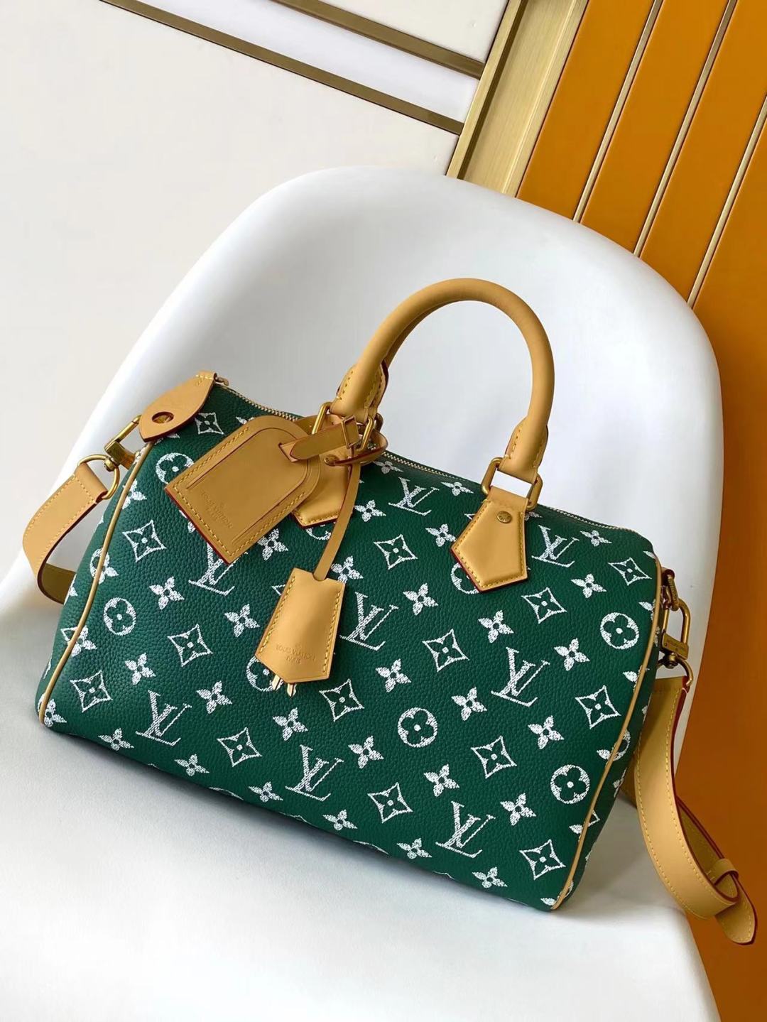 حقيبة لويس فويتون Speedy Bandoulière 30 Monogram جلد البقر الأخضر