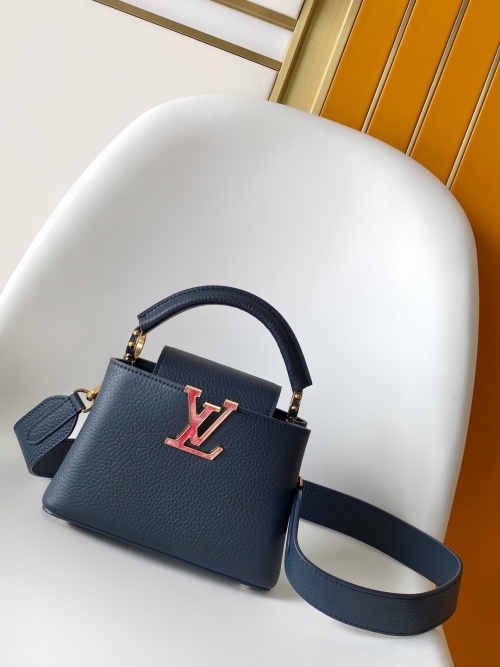 Louis Vuitton Capucines Mini, Taurillon Leather, Blue, Gold hardware 1 Louis Vuitton Capucines Mini, Taurillon Leather, Blue, Gold hardware