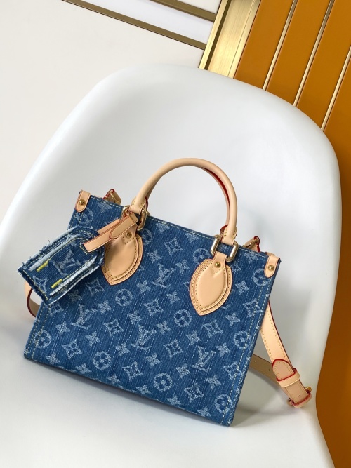 Louis Vuitton OnTheGo Small Denim Monogram Tote Bag, Blue, 25x19x11.5CM 1 Louis Vuitton OnTheGo Small Denim Monogram Tote Bag, Blue, 25x19x11.5CM