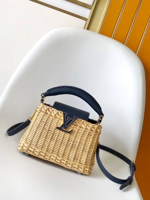Louis Vuitton Capucines BB Wicker Bag, Elegant Handbag with Leather Trim 1 Louis Vuitton Capucines BB Wicker Bag, Elegant Handbag with Leather Trim