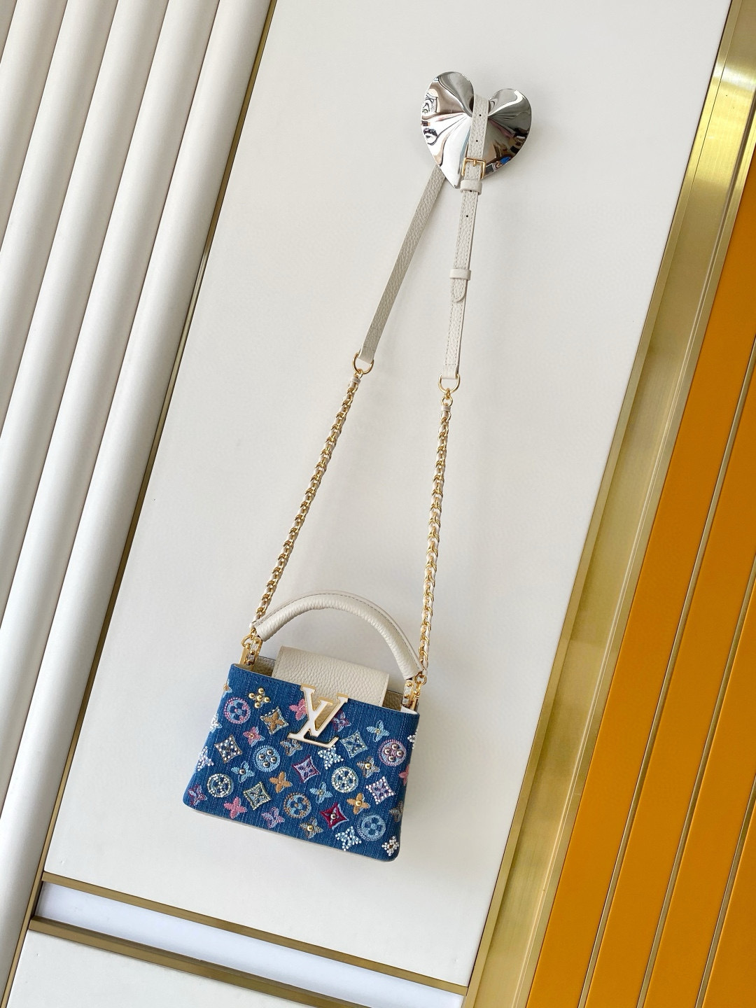 Louis Vuitton Denim Embroidered Petite Malle Crossbody Bag