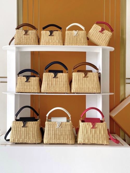Louis Vuitton Straw Basket Bags, Summer Woven Handbags, Designer Purse for Women