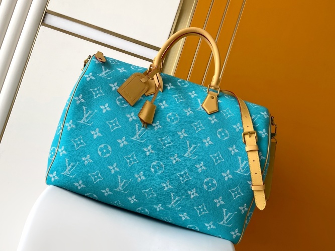 Louis Vuitton Speedy P23 Bandoulière 50 Turquoise Leather Satchel Bag