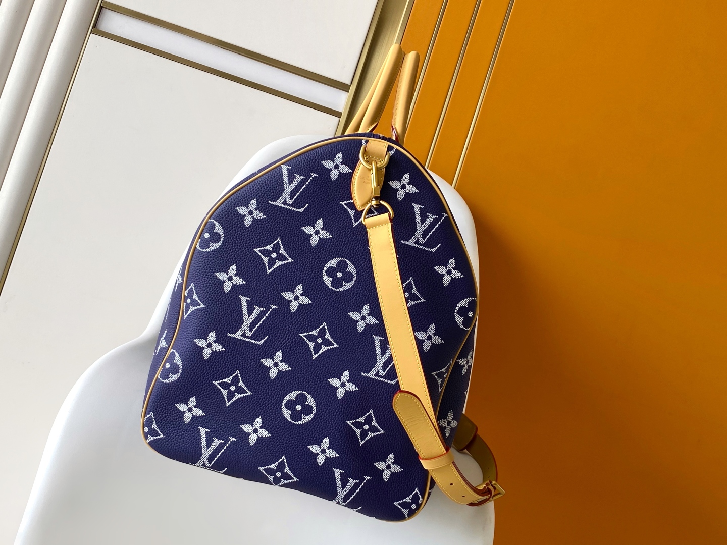 Louis Vuitton Speedy Bandouliere 50: Navy Blue Leather Satchel Bag 4 cmp i1751781371780 7416 0 2