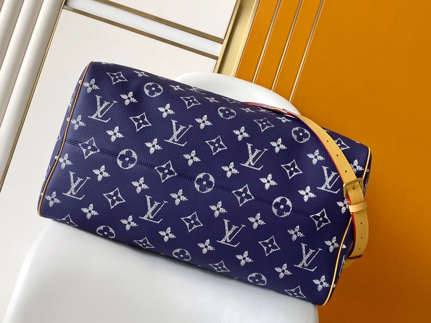 Louis Vuitton Speedy Bandouliere 50: Navy Blue Leather Satchel Bag 5 cmp i1751781377324 5434 0 3