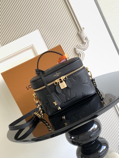 Louis Vuitton Vanity PM Bag Black Embossed Leather Crossbody M45598 1 Louis Vuitton Vanity PM Bag Black Embossed Leather Crossbody M45598