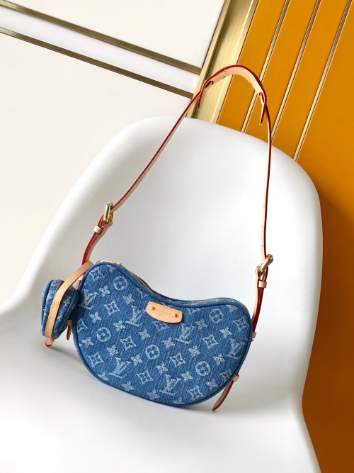 Louis Vuitton Denim Monogram Shoulder Bag with Adjustable Strap and Coin Purse 1 Louis Vuitton Denim Monogram Shoulder Bag with Adjustable Strap and Coin Purse