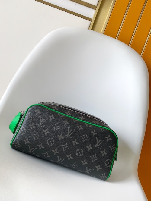 LV Dopp Kit Taurillon Monogram Leather Travel Bag - Green Accent 1 LV Dopp Kit Taurillon Monogram Leather Travel Bag - Green Accent
