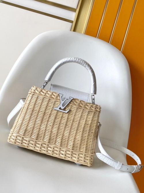 Louis Vuitton Capucines BB Wicker Bag, Calf Leather Trim, and Silver Hardware 1 Louis Vuitton Capucines BB Wicker Bag, Calf Leather Trim, and Silver Hardware