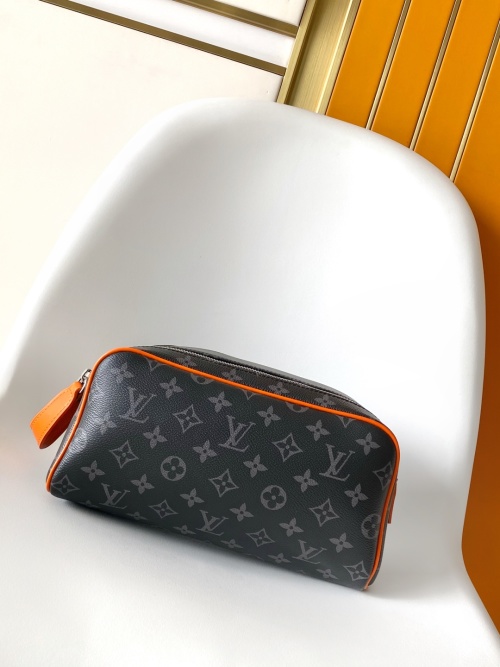 Louis Vuitton Dopp Kit Taurillon Monogram Leather Toiletry Bag - Black/Orange 1 Louis Vuitton Dopp Kit Taurillon Monogram Leather Toiletry Bag - Black/Orange