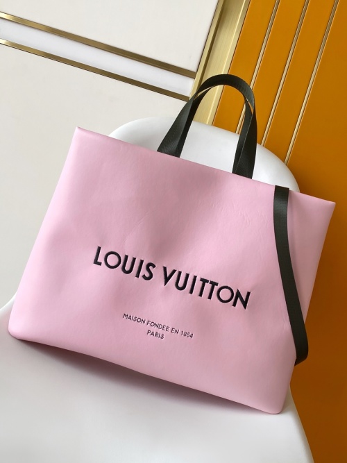 Louis Vuitton Pink Leather Shopper Bag with Top Handles and Removable Strap 1 Louis Vuitton Pink Leather Shopper Bag with Top Handles and Removable Strap