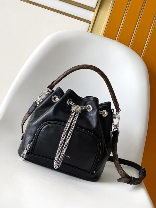 Louis Vuitton Vibe No Way Black Leather Bucket Bag with Silver Hardware 1 Louis Vuitton Vibe No Way Black Leather Bucket Bag with Silver Hardware