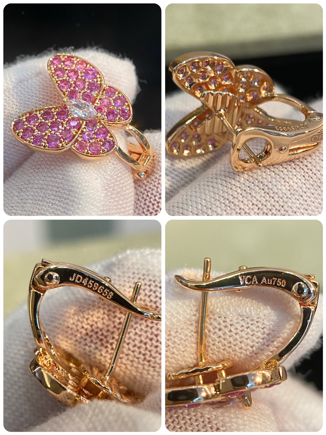 “Rose Gold VCA P625 Butterfly Earrings for Elegant Occasions” - 图片 9