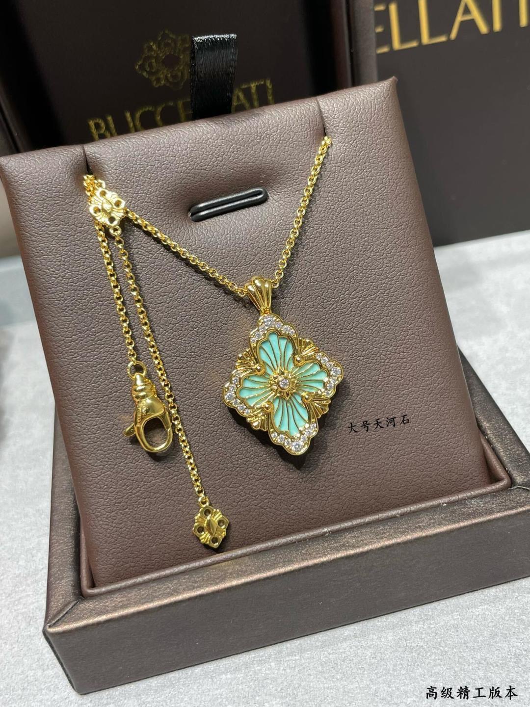Buccellati V金材质 精工布契拉提天河石大号单花项链