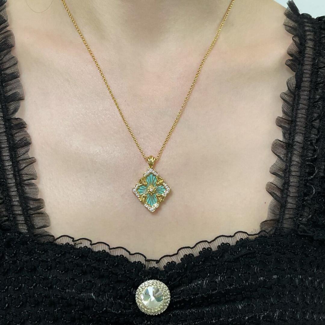 Buccellati V金材质 精工布契拉提天河石大号单花项链