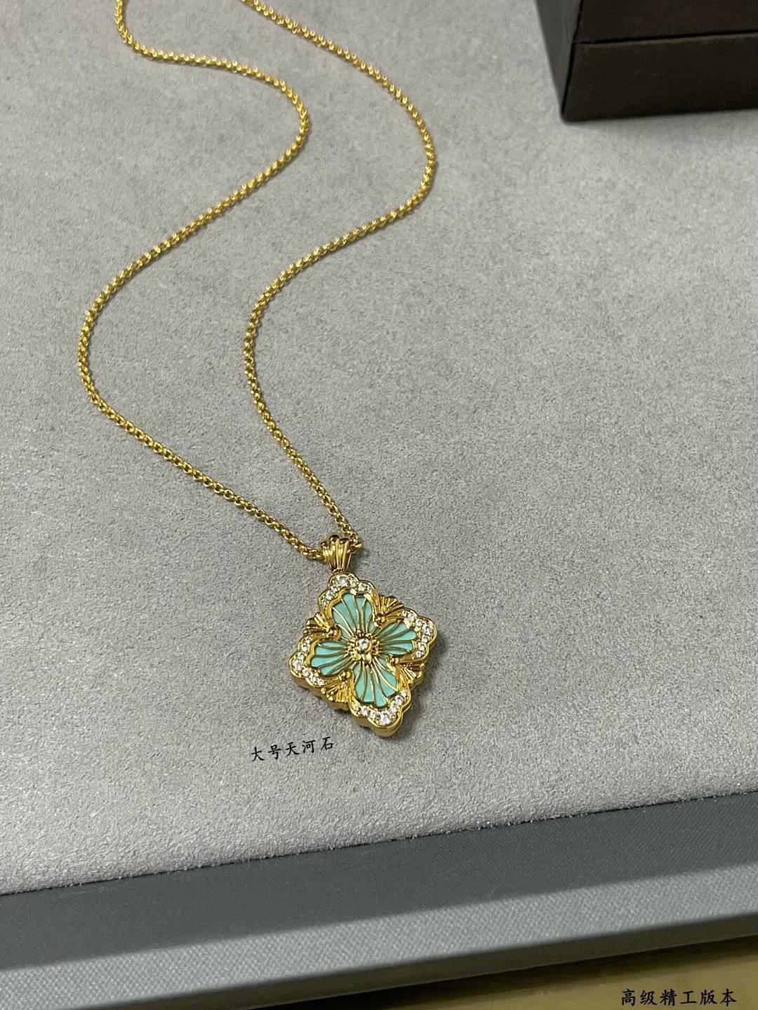 Buccellati V金材质 精工布契拉提天河石大号单花项链