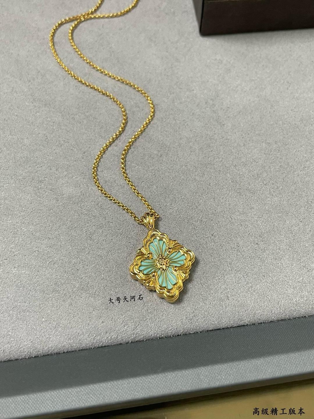 Buccellati V金材质 精工布契拉提天河石大号单花项链