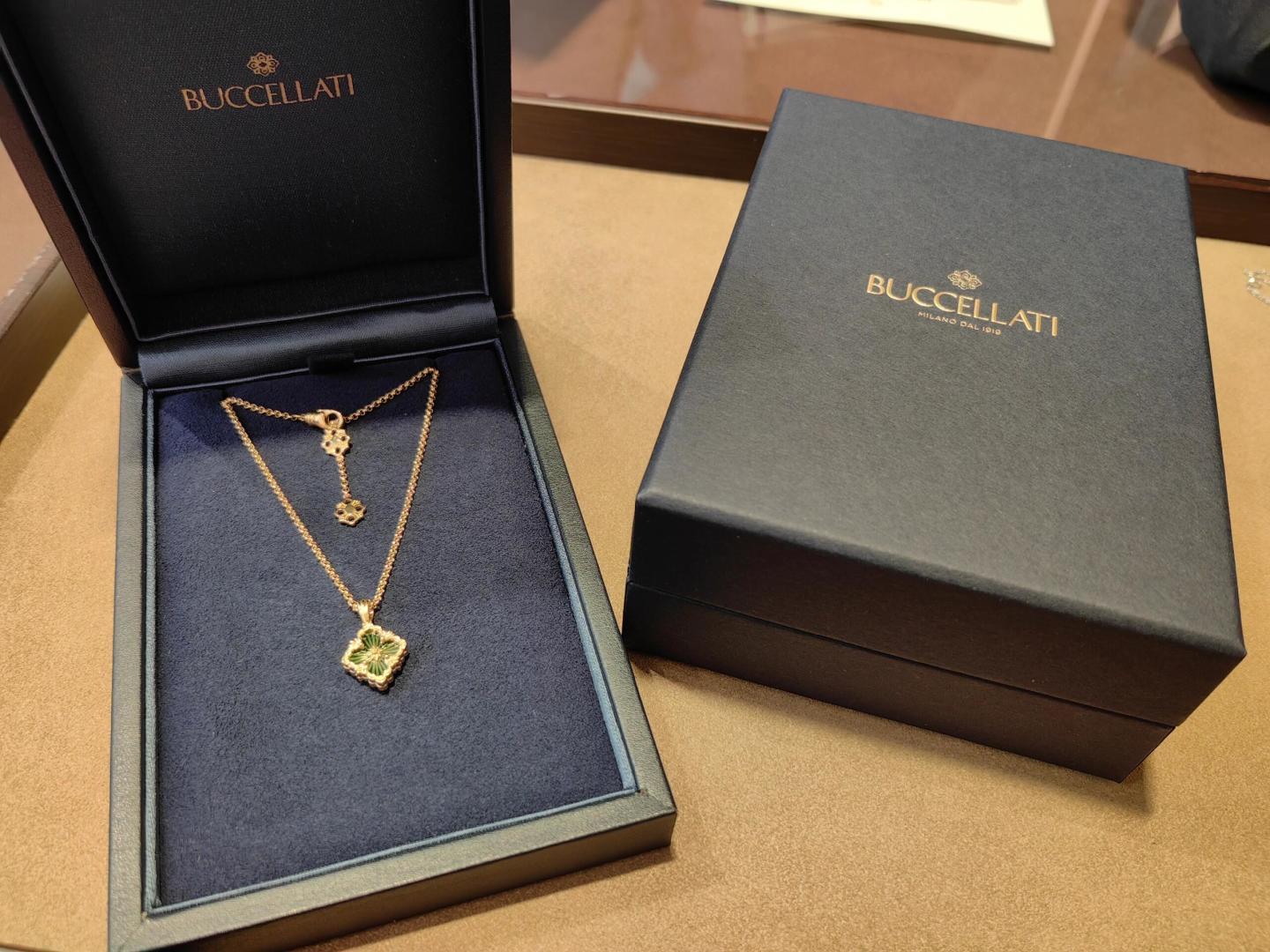 Buccellati V金材质 精工布契拉提小号珐琅单花项链