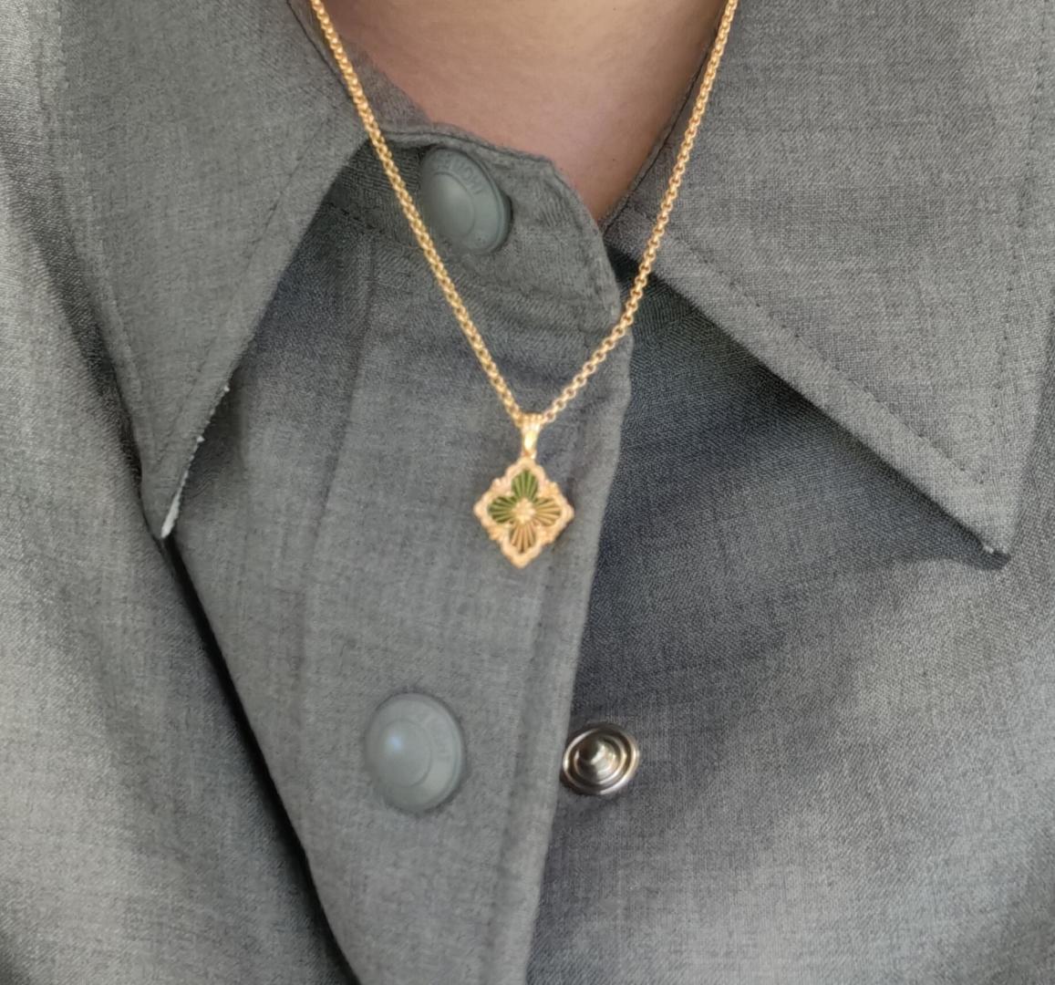 Buccellati V金材质 精工布契拉提小号珐琅单花项链