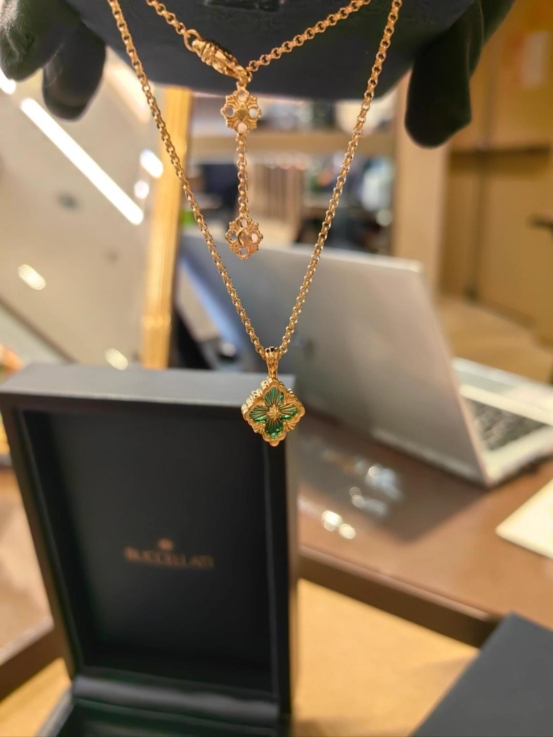 Buccellati V金材质 精工布契拉提小号珐琅单花项链