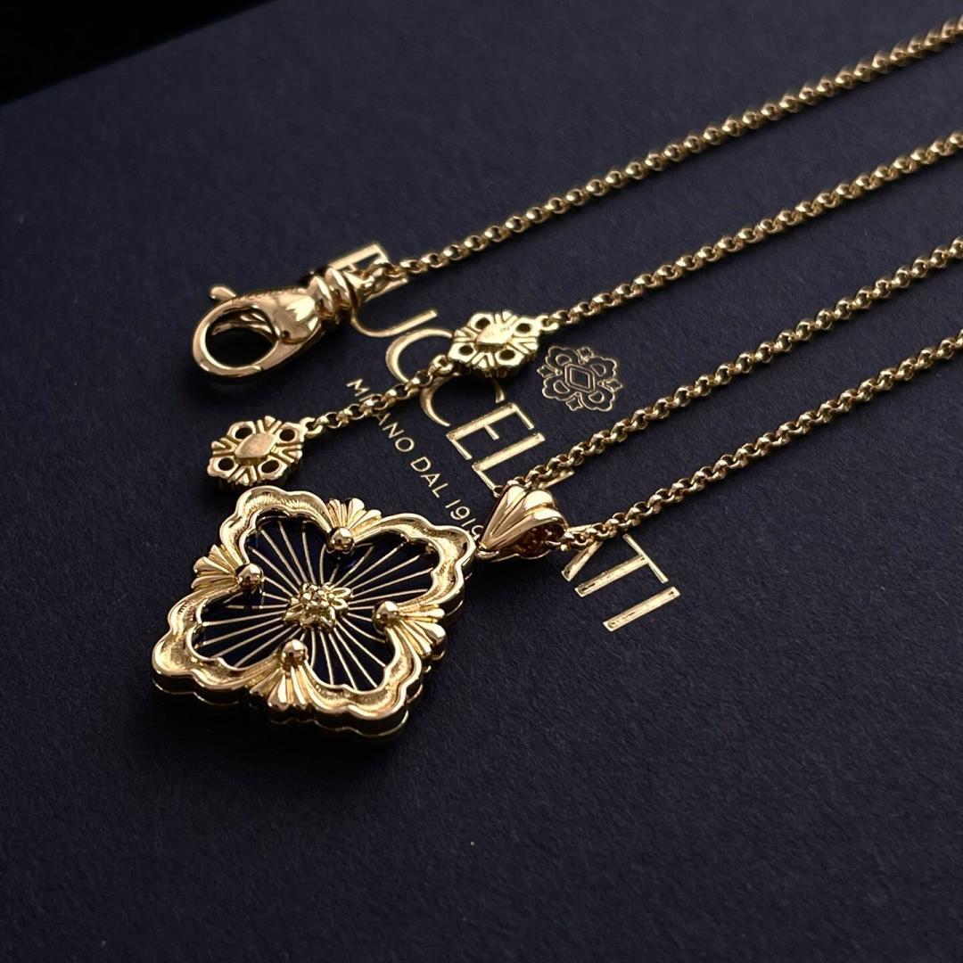 Buccellati V金材质布契拉提大号蓝珐琅项链