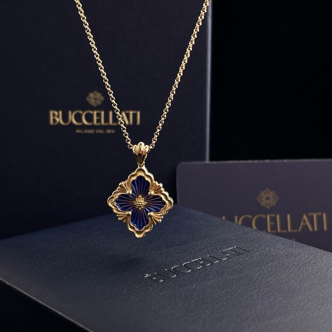 Buccellati V金材质布契拉提大号蓝珐琅项链