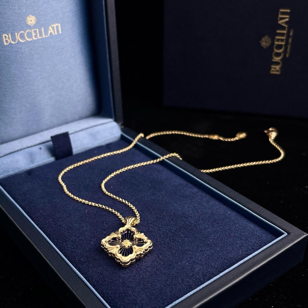 Buccellati V金材质布契拉提大号蓝珐琅项链