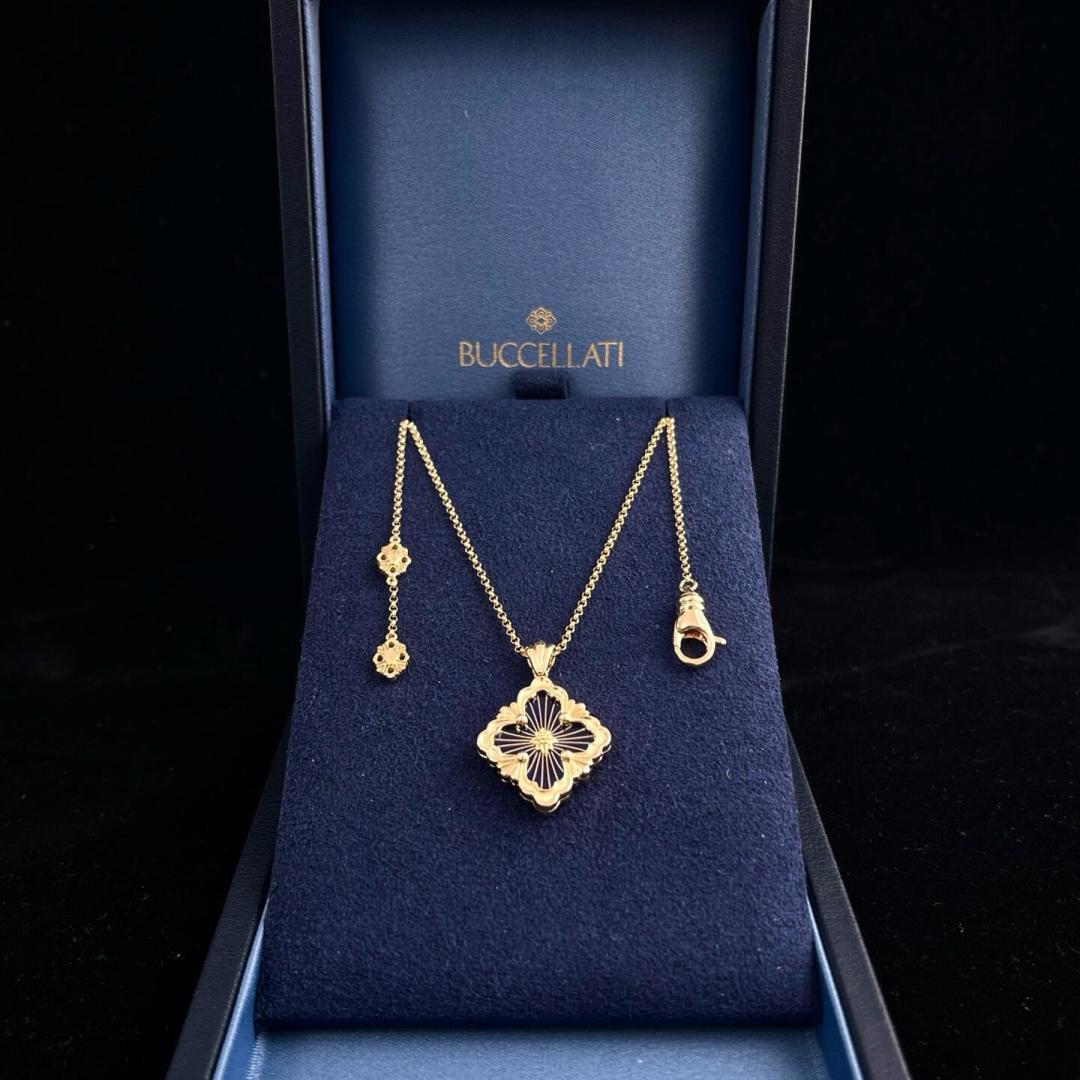 Buccellati V金材质布契拉提大号蓝珐琅项链