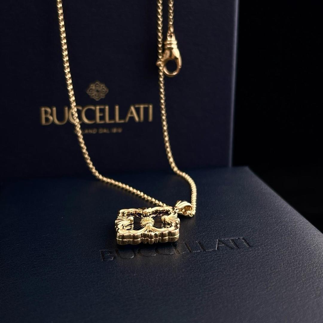 Buccellati V金材质布契拉提大号蓝珐琅项链