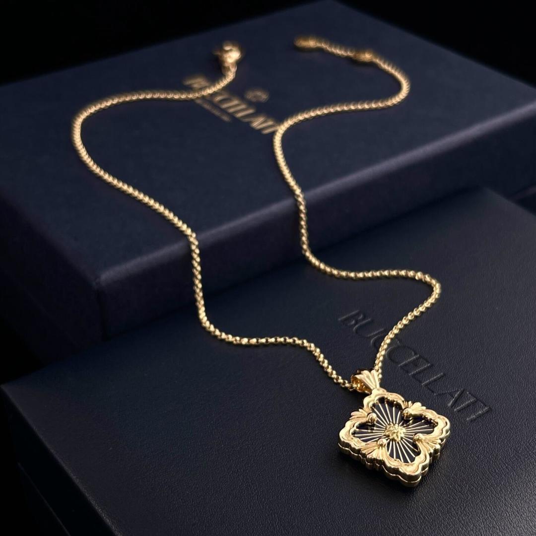 Buccellati V金材质布契拉提大号蓝珐琅项链