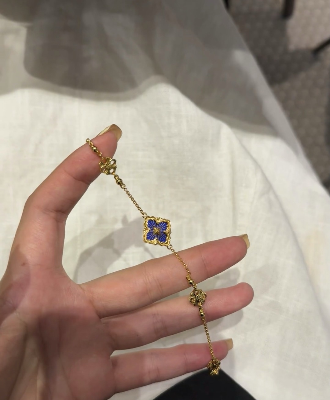Buccellati V金材质 精工布契拉提蓝珐琅手链