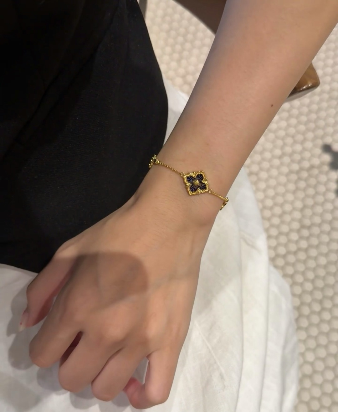 Buccellati V金材质 精工布契拉提蓝珐琅手链