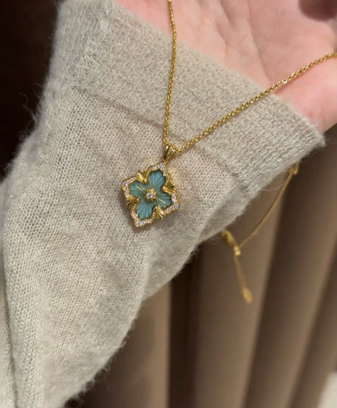 Buccellati V金材质 精工布契拉提天河石大号项链
