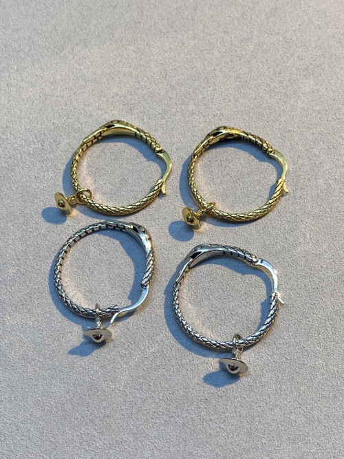 Vivienne Westwood Orb Snake Hoop Earrings, Punk Style, Silver and Gold 1 Vivienne Westwood Orb Snake Hoop Earrings, Punk Style, Silver and Gold